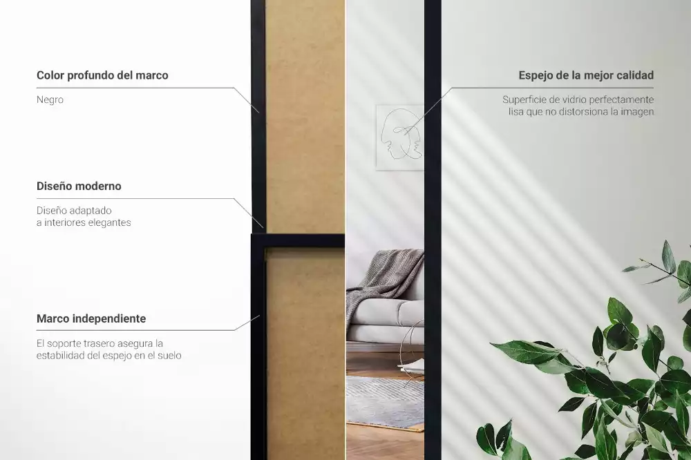 Álló tükör fekete kerettel