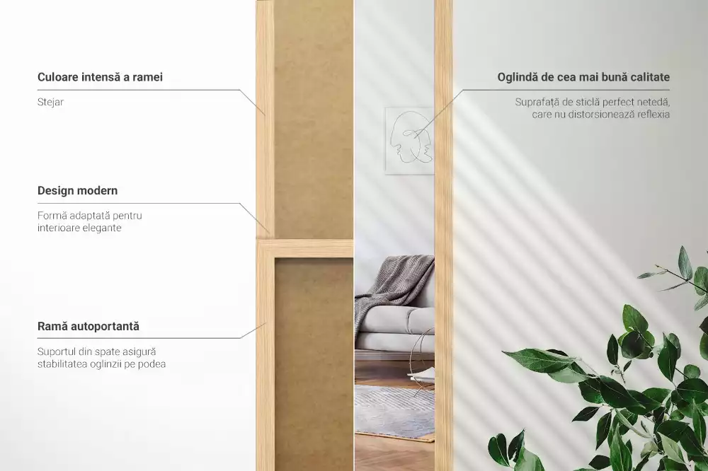 Álló tükör tölgyfa kerettel