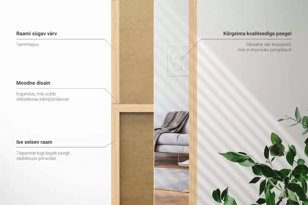 Álló tükör tölgyfa kerettel