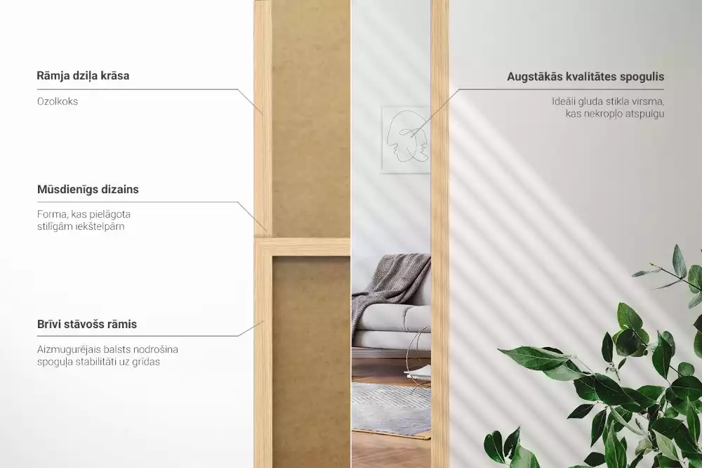 Álló tükör tölgyfa kerettel