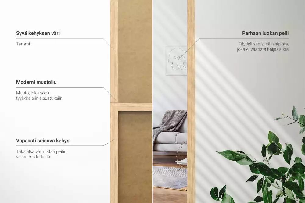 Álló tükör tölgyfa kerettel