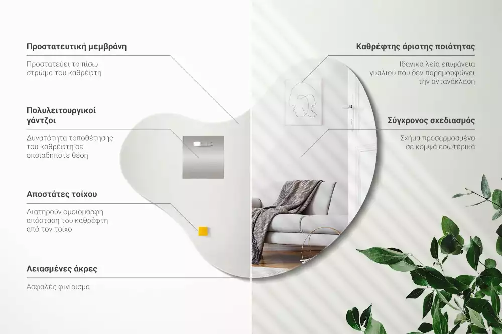 Organikus tükör keret nélküli függő