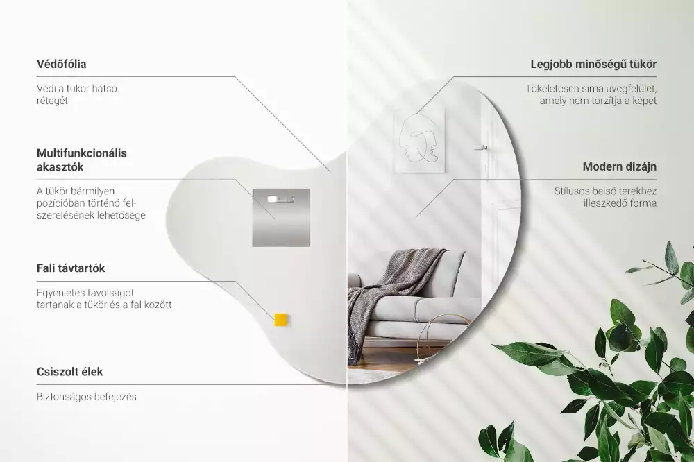 Organikus tükör keret nélküli függő