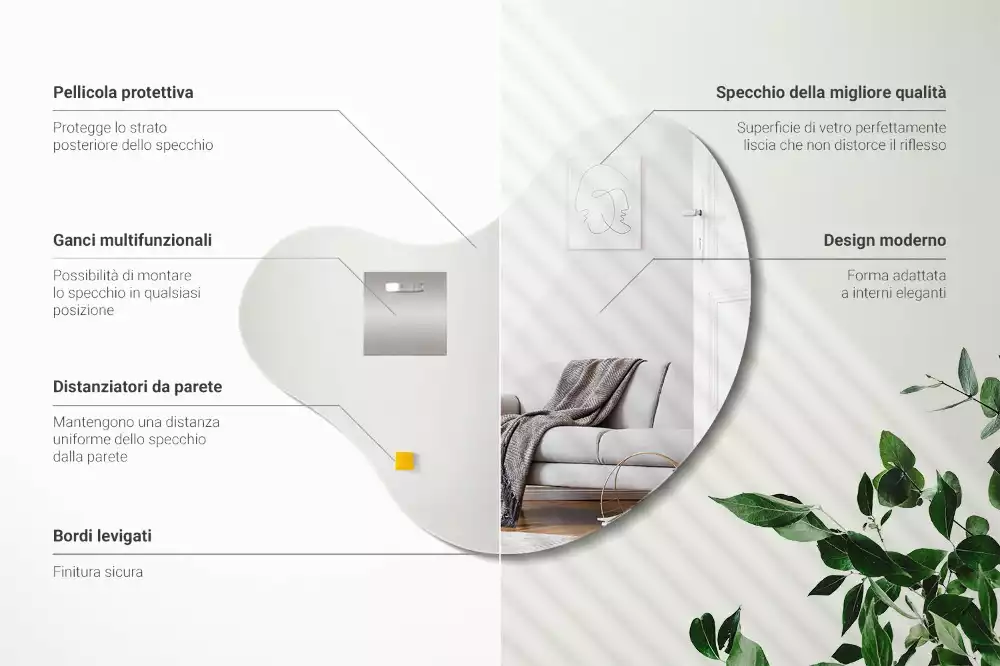 Organikus tükör keret nélküli függő