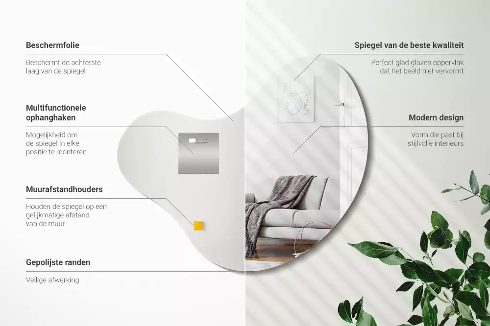 Organikus tükör keret nélküli függő