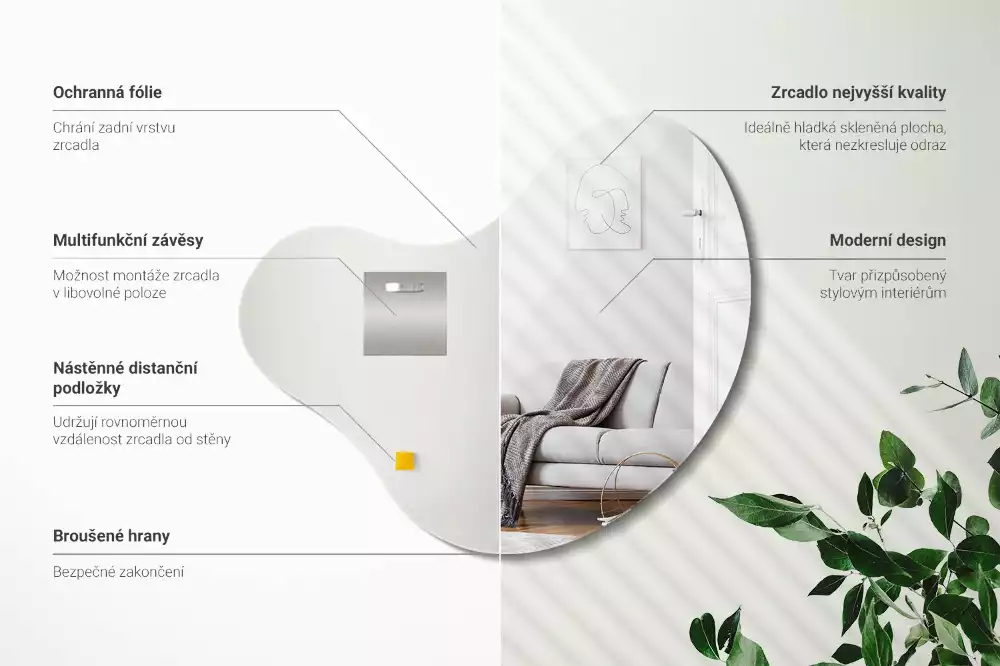 Organikus tükör keret nélküli függő