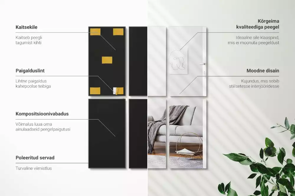 Csempe tükrök négyszögletes öntapadós