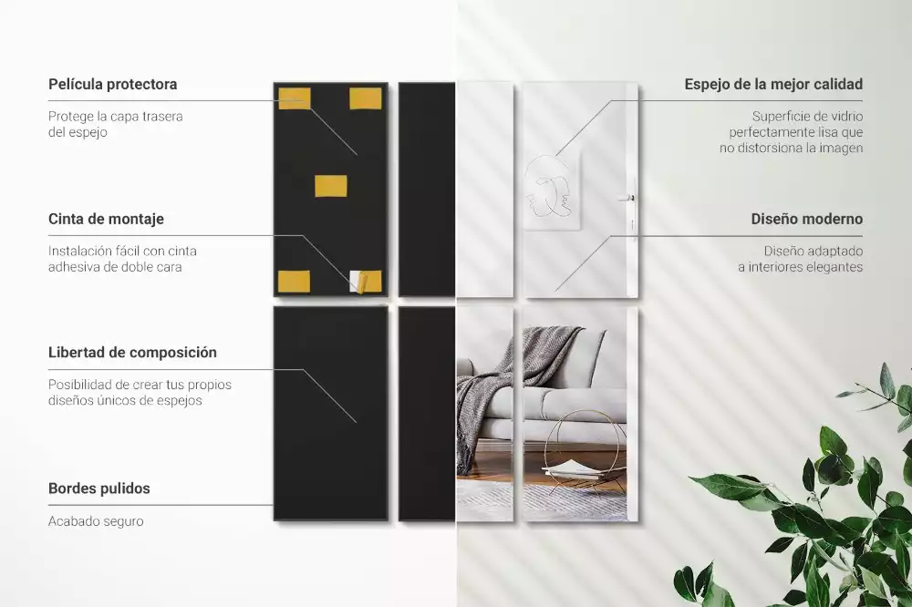 Csempe tükrök négyszögletes öntapadós