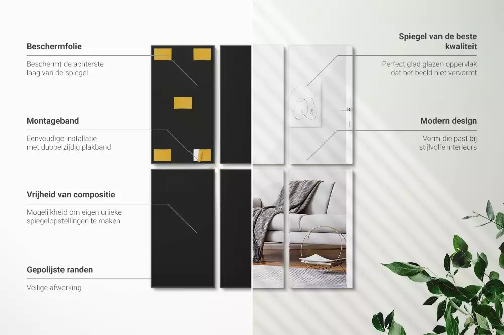 Csempe tükrök négyszögletes öntapadós